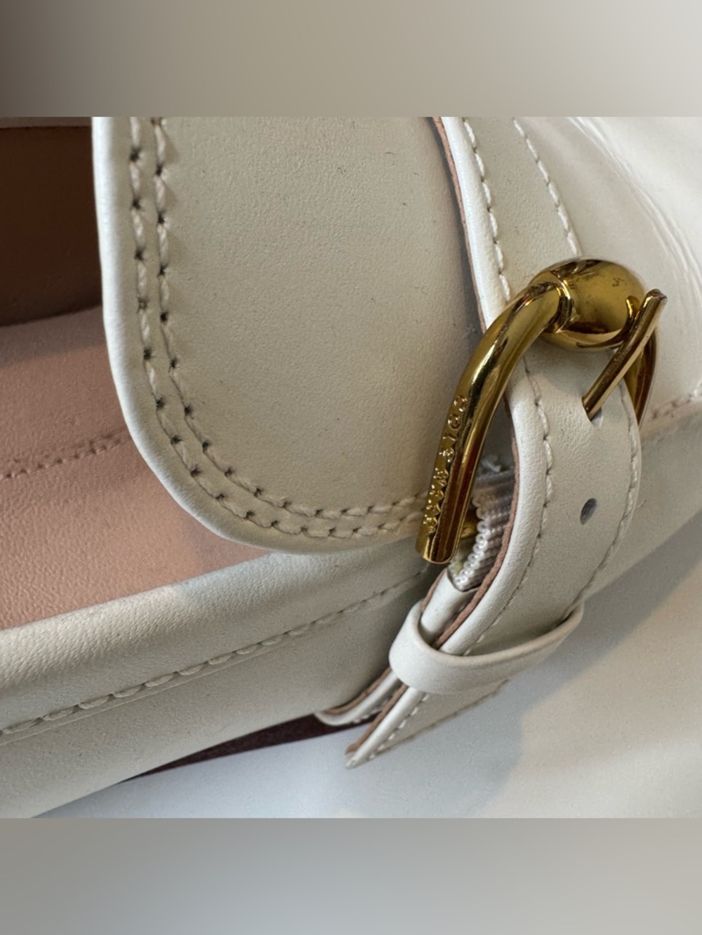 Cole Haan White Leather Loafers Gold Horsebit Size 8 - Picture 5 of 10